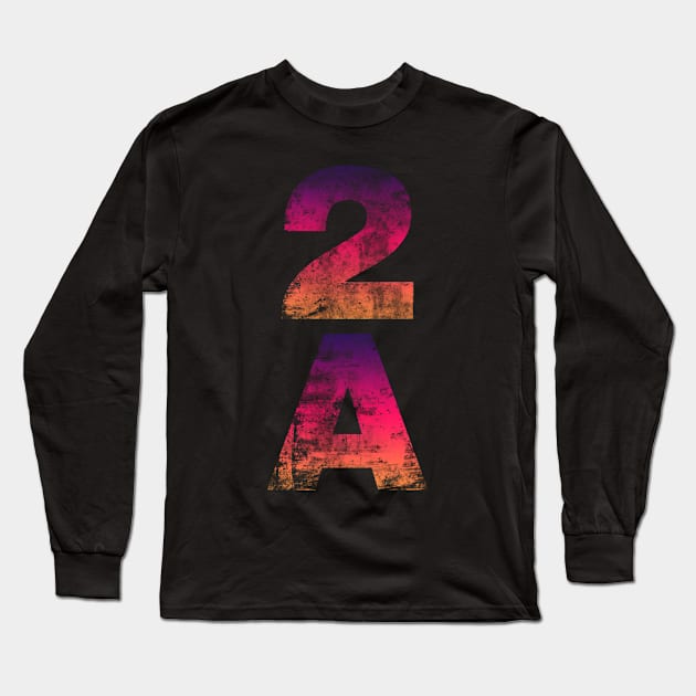 2A Second Amendment Color Grunge Style Long Sleeve T-Shirt by Designtigrate